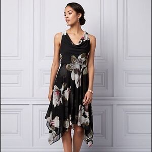 Le Chateau Floral Print Knit Cowl Neck Dress Size XXS